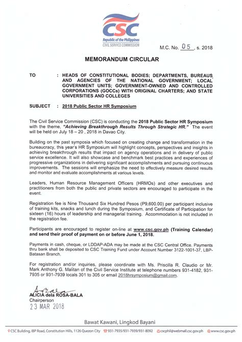 Civil Service Commission (CSC) Memorandum Circular No. 15 .